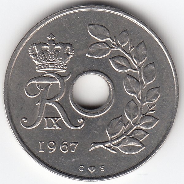 Дания 25 эре 1967 год