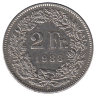 Швейцария 2 франка 1988 год