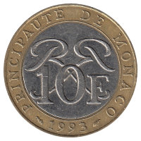 Монако 10 франков 1993 год