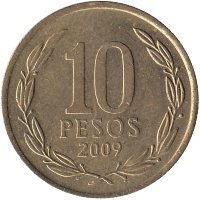 Чили 10 песо 2009 год