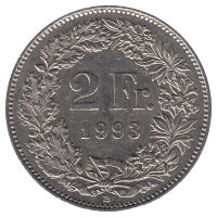 Швейцария 2 франка 1993 год