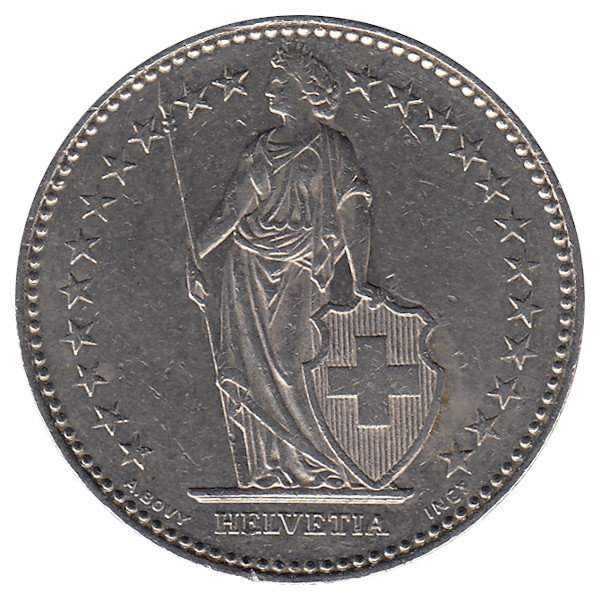 Швейцария 2 франка 1993 год