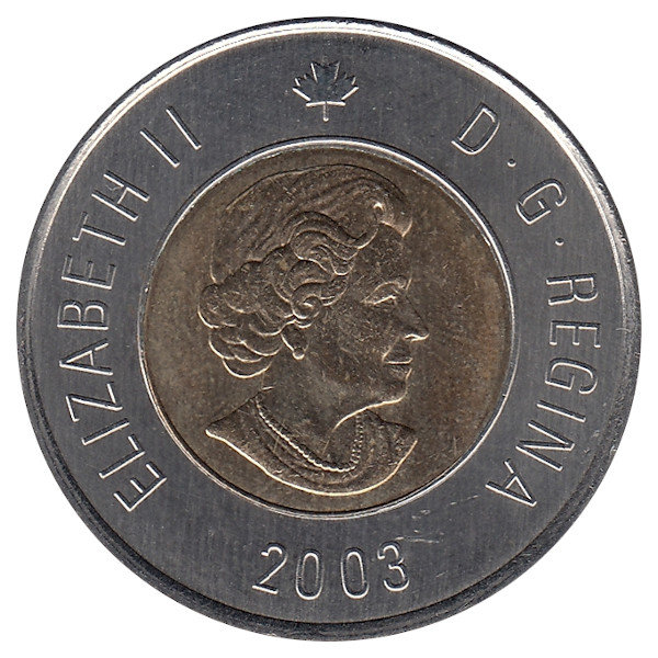 Канада 2 доллара 2003 год (новый профиль Елизаветы II)