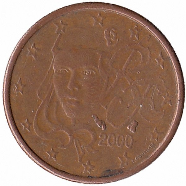 Франция 1 евроцент 2000 год