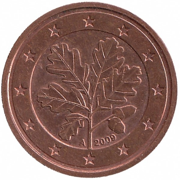Германия 2 евроцента 2009 год (A)