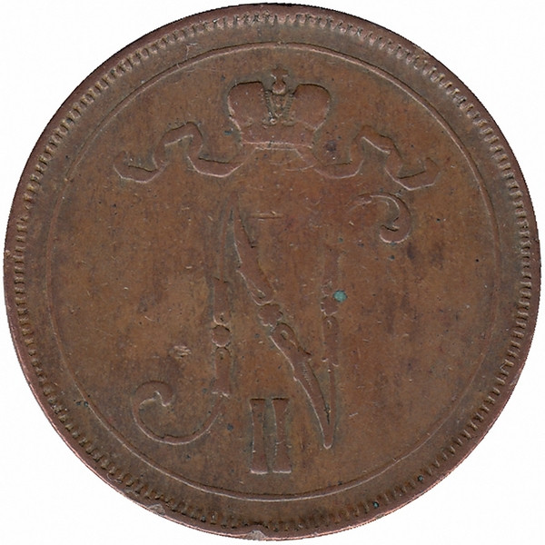 Финляндия (Великое княжество) 10 пенни 1896 год (нечастая)