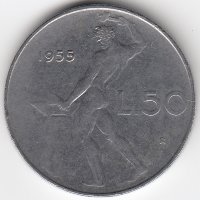 Италия 50 лир 1955 год