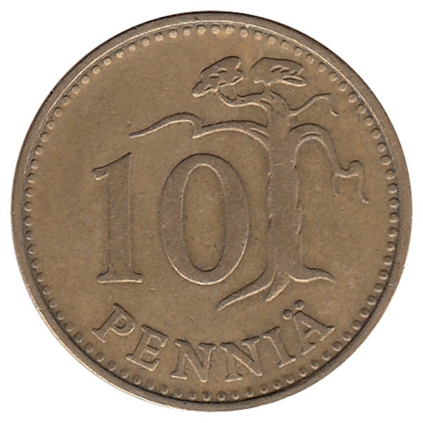 Финляндия 10 пенни 1971 год