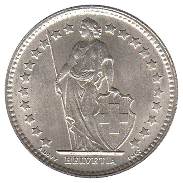 Швейцария 1/2 франка 1962 год