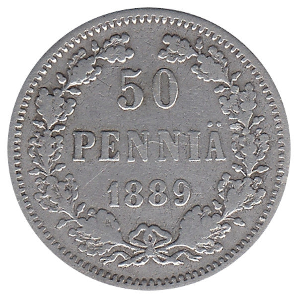 Финляндия (Великое княжество) 50 пенни 1889 год (VF-)