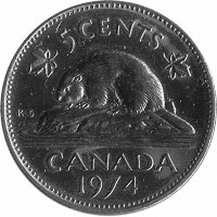 Канада 5 центов 1974 год