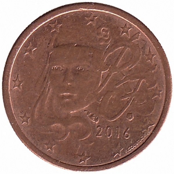 Франция 1 евроцент 2016 год