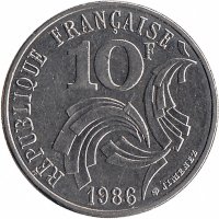 Франция 10 франков 1986 год