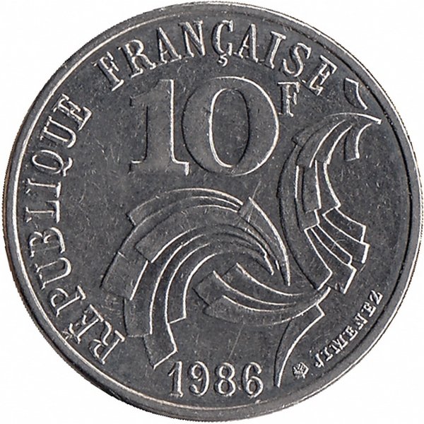 Франция 10 франков 1986 год