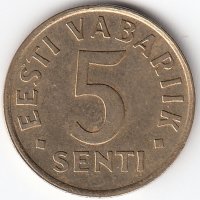 Эстония 5 сентов 1991 год