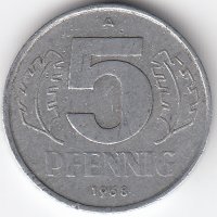 ГДР 5 пфеннигов 1968 год
