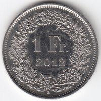 Швейцария 1 франк 2012 год
