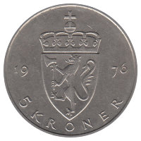 Норвегия 5 крон 1976 год