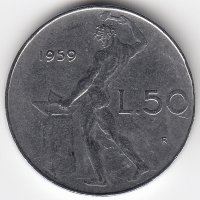 Италия 50 лир 1959 год