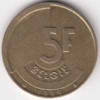 Бельгия (Belgie) 5 франков 1986 год