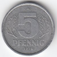 ГДР 5 пфеннигов 1978 год