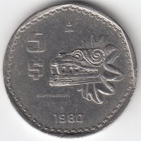 Мексика 5 песо 1980 год