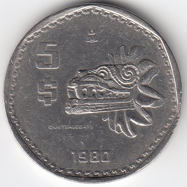 Мексика 5 песо 1980 год