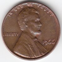 США 1 цент 1966 год 