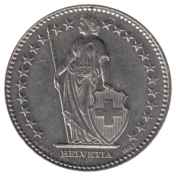 Швейцария 2 франка 2008 год
