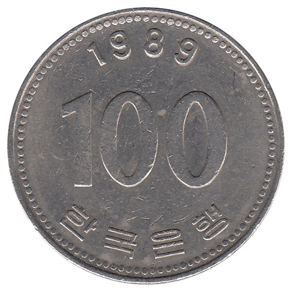 Южная Корея 100 вон 1989 год