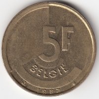 Бельгия (Belgie) 5 франков 1987 год