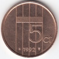Нидерланды 5 центов 1992 год