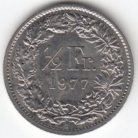 Швейцария 1/2 франка 1977 год