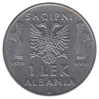 Албания 1 лек 1939 год (магнитная)
