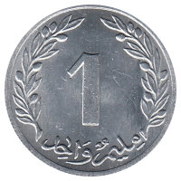 Тунис 1 миллим 1960 год (aUNC)
