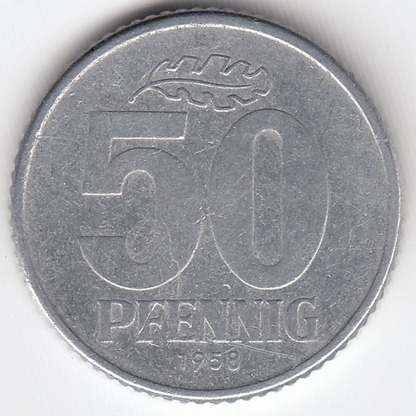 ГДР 50 пфеннигов 1958 год
