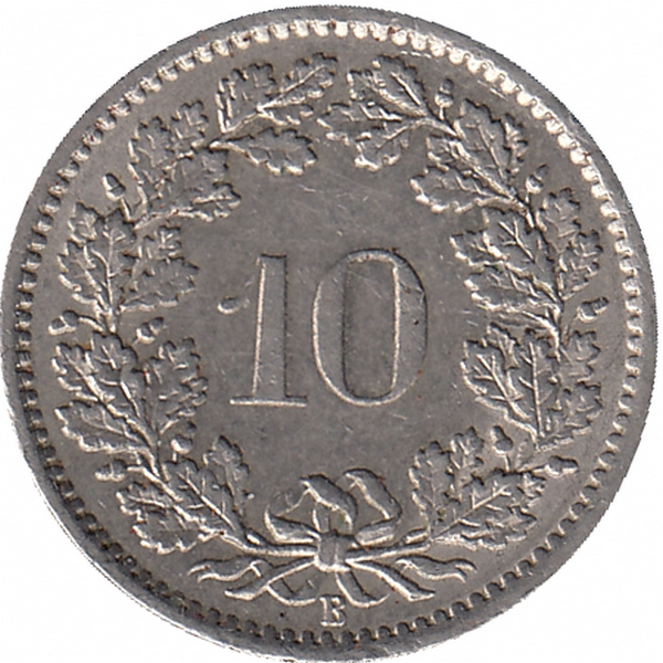 Швейцария 10 раппенов 1969 год