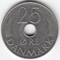 Дания 25 эре 1975 год