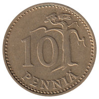 Финляндия 10 пенни 1977 год