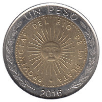 Аргентина 1 песо 2016 год