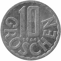 Австрия 10 грошей 1964 год