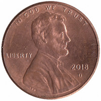 США 1 цент 2018 год (D)