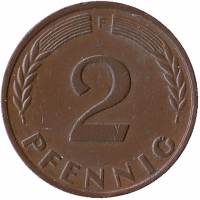 ФРГ 2 пфеннига 1961 год (F)