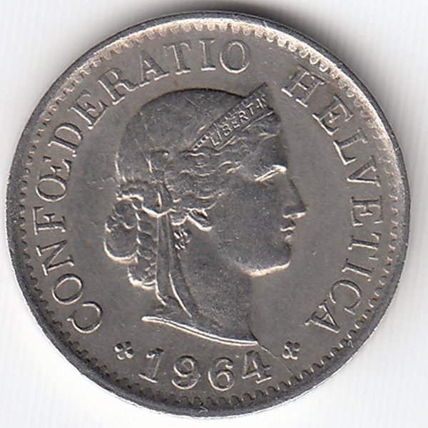 Швейцария 5 раппенов 1964 год