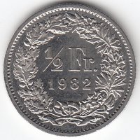 Швейцария 1/2 франка 1982 год