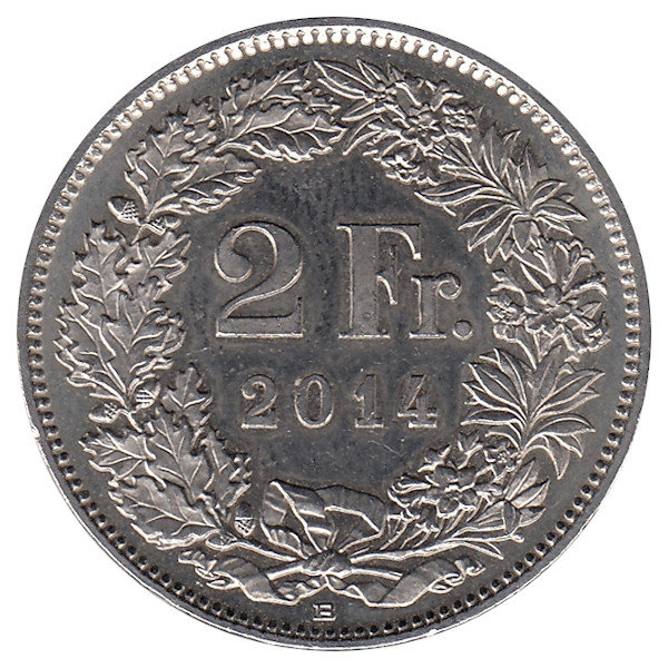Швейцария 2 франка 2014 год