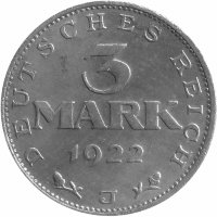 Германия (Веймарская республика) 3 марки 1922 год (J)