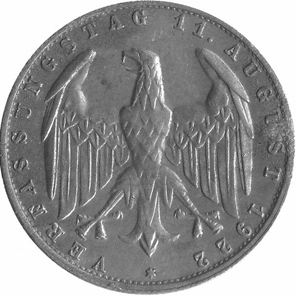 Германия (Веймарская республика) 3 марки 1922 год (3-я годовщина Веймарской конституции) J