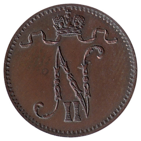 Финляндия (Великое княжество) 1 пенни 1903 год (большая цифра 3)