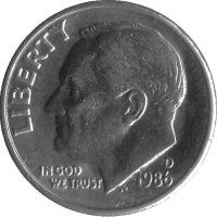 США 10 центов 1986 год (D)